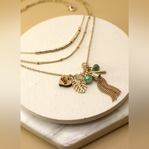 Gold cluster charm multi layer necklace - Picture 2 of 4